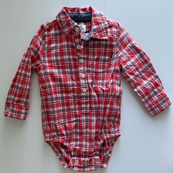 18M Denim Overall + Plaid Button-Down Onesie - Picture 4 of 4